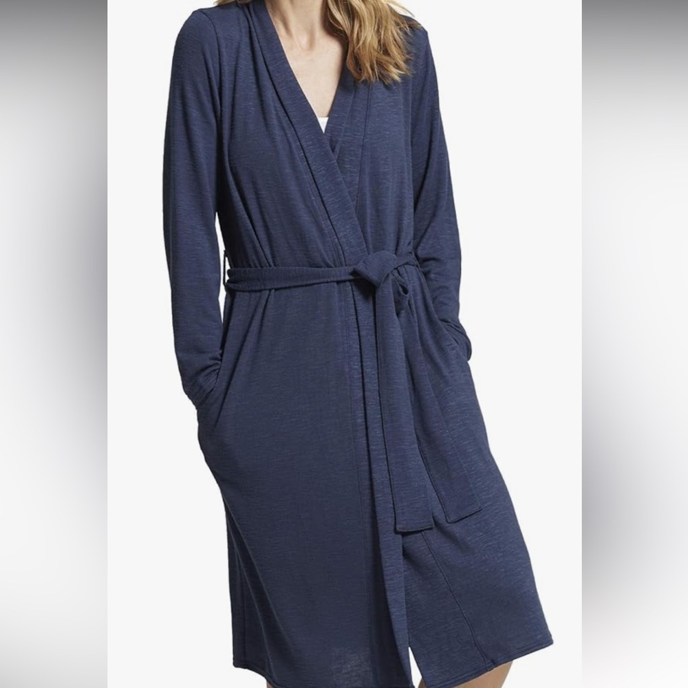 Yummie by Heather Thomson Knit Indigo Midi Lounge Robe